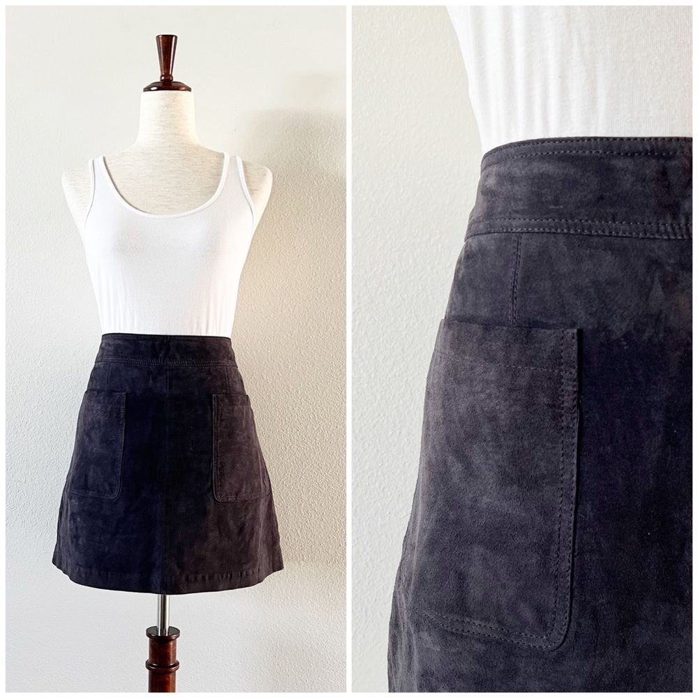 Anthropologie leather suede Mini Skirt